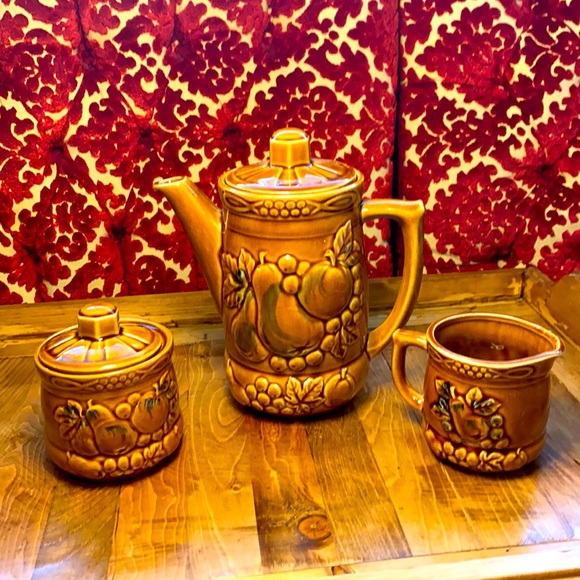 Vintage Retro Fruit Design Tea Set - Picture 1 of 14